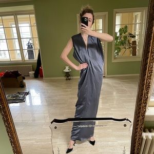 Maria Cornejo long silver/blue silk cotton kaftan for Barney’s NewYork